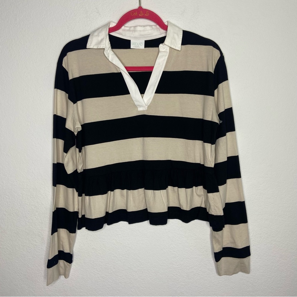 Abound Black/Tan Stripe Long Sleeve Size M NWOT